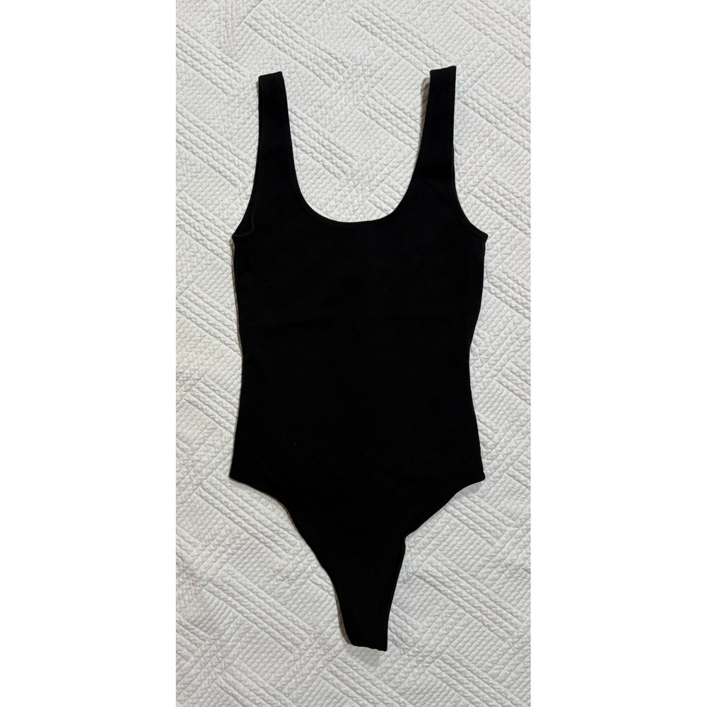 Wilfred Free Women's Black Thong Bodysuit Size XS Scoop Neck Stretch